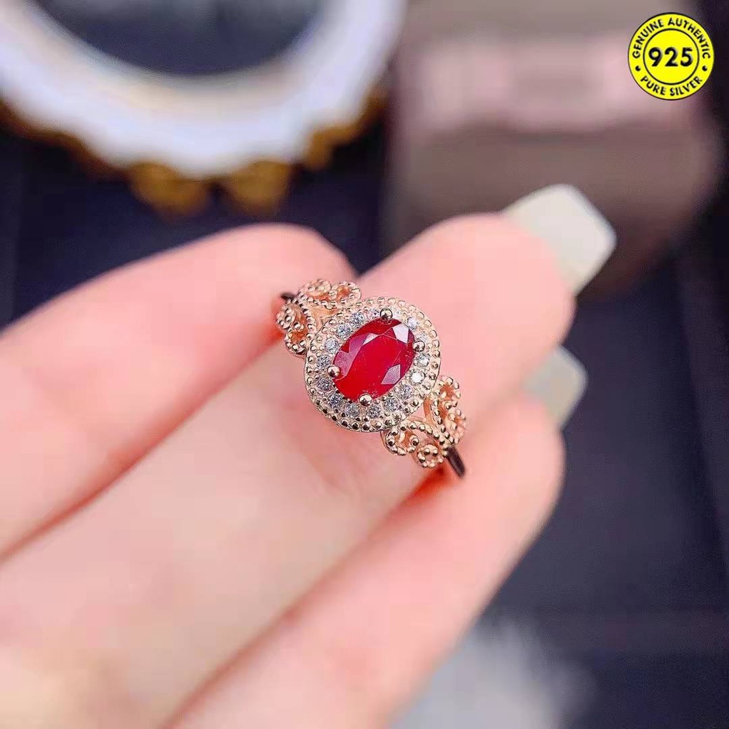 Cincin Model Terbuka Desain Merpati Ruby Warna Rose Gold