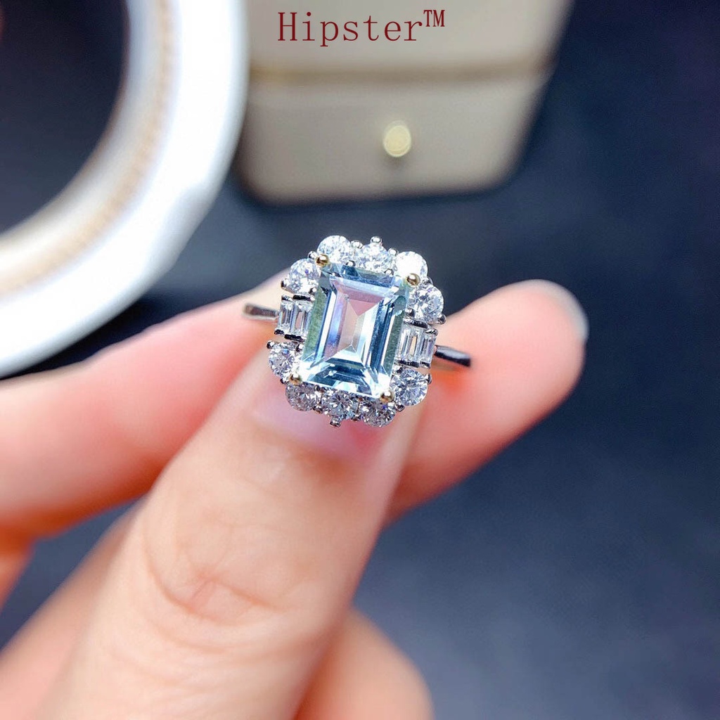 New Hot Sale Trendy Light Luxury Rectangular Emerald Cutting Open Ring