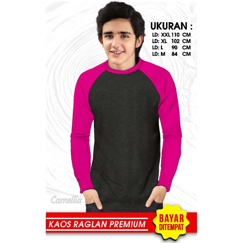 Kaos Raglan (POLOS)/Kaos Pria Lengan Panjang/ Kaos Pria/ Kaos Cowok/ Kaos Oblong/Misty