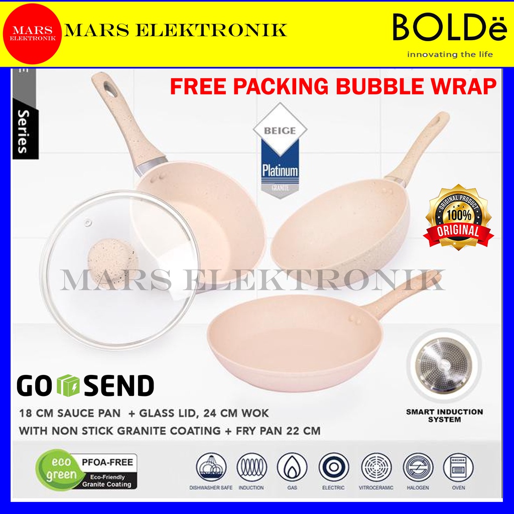 BOLDE SUPER PAN BEIGE / 3 + 1 /  SUPER SET BEIGE / PANCI BOLDE SET / BOLDE PAN / PANCI BOLDE / WAJAN BOLDE / BOLDE WOK PAN / SAUCE PAN