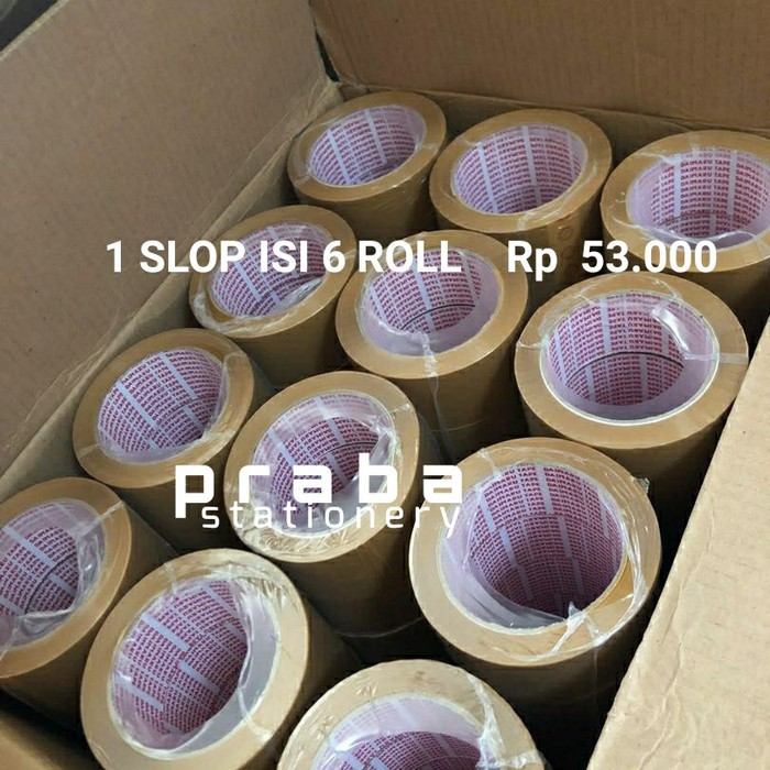 

Murah PROMO MURAH 1 SLOP ISI 6 ROLL Lakban Coklat 2" 90 Yard By Daimaru Keren