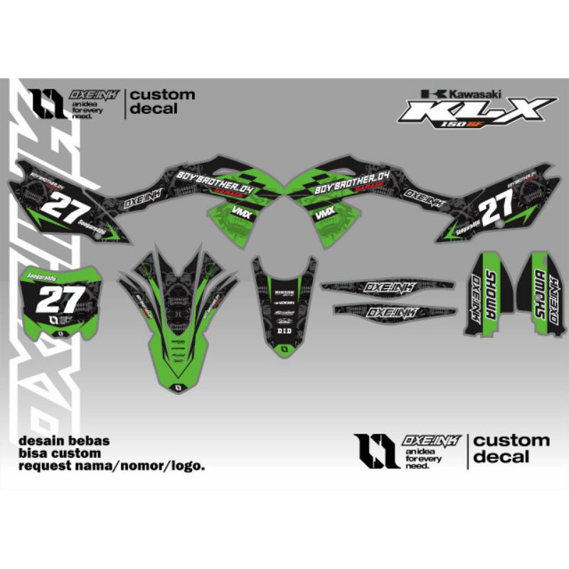 Decal Klx Bf Extreme hijau hitam
