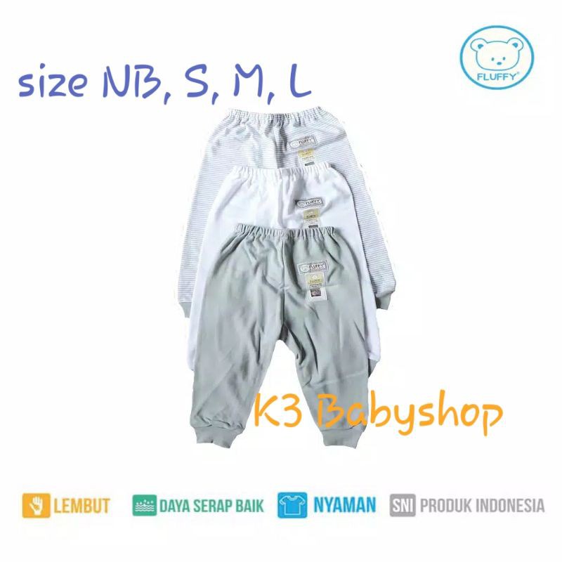 Celana Panjang Rib Bis Fluffy seri grey abu white putih celana bayi piyama anak SNI