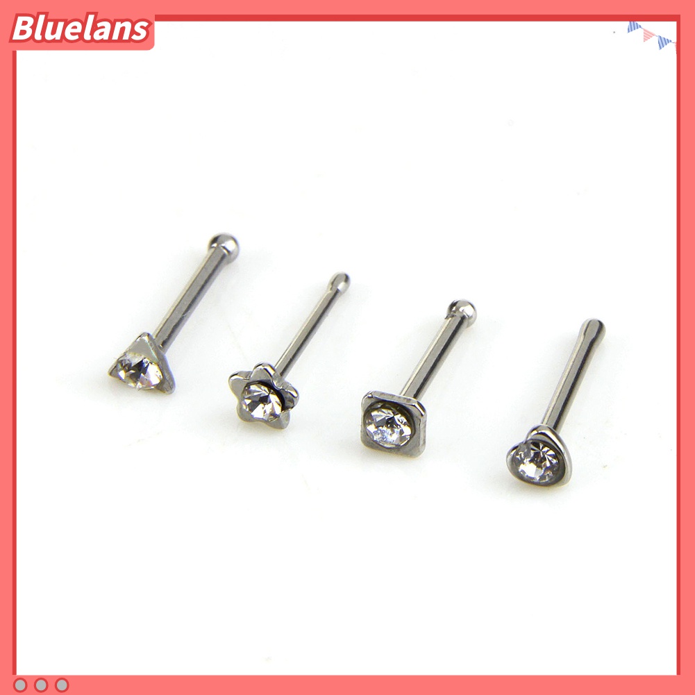 14pcs / Set Anting Tindik Hidung Bentuk C / O Aksen Berlian Imitasi Bahan Stainless Steel Untuk Unisex