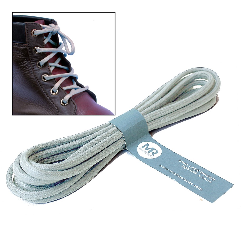 MR Shoelaces FC20 Light Gray Tali Sepatu Lilin Oval 3.5mm (Waxed Laces) 50cm 70cm 80cm 100cm 120cm 150cm 200cm - Premium Shoelace