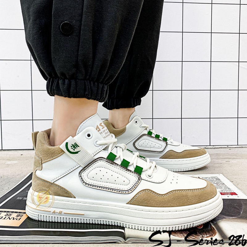 [NOOS] Sepatu Sneakers Boots Tali Fashion Trendy Warna COKLAT Kualitas Import Premium -286