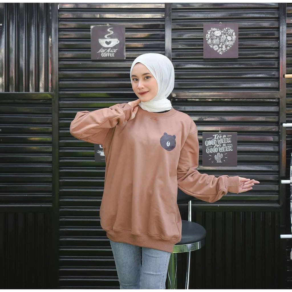 Line Friends Sweater Hoodie Wanita Pria Bahan Flacee