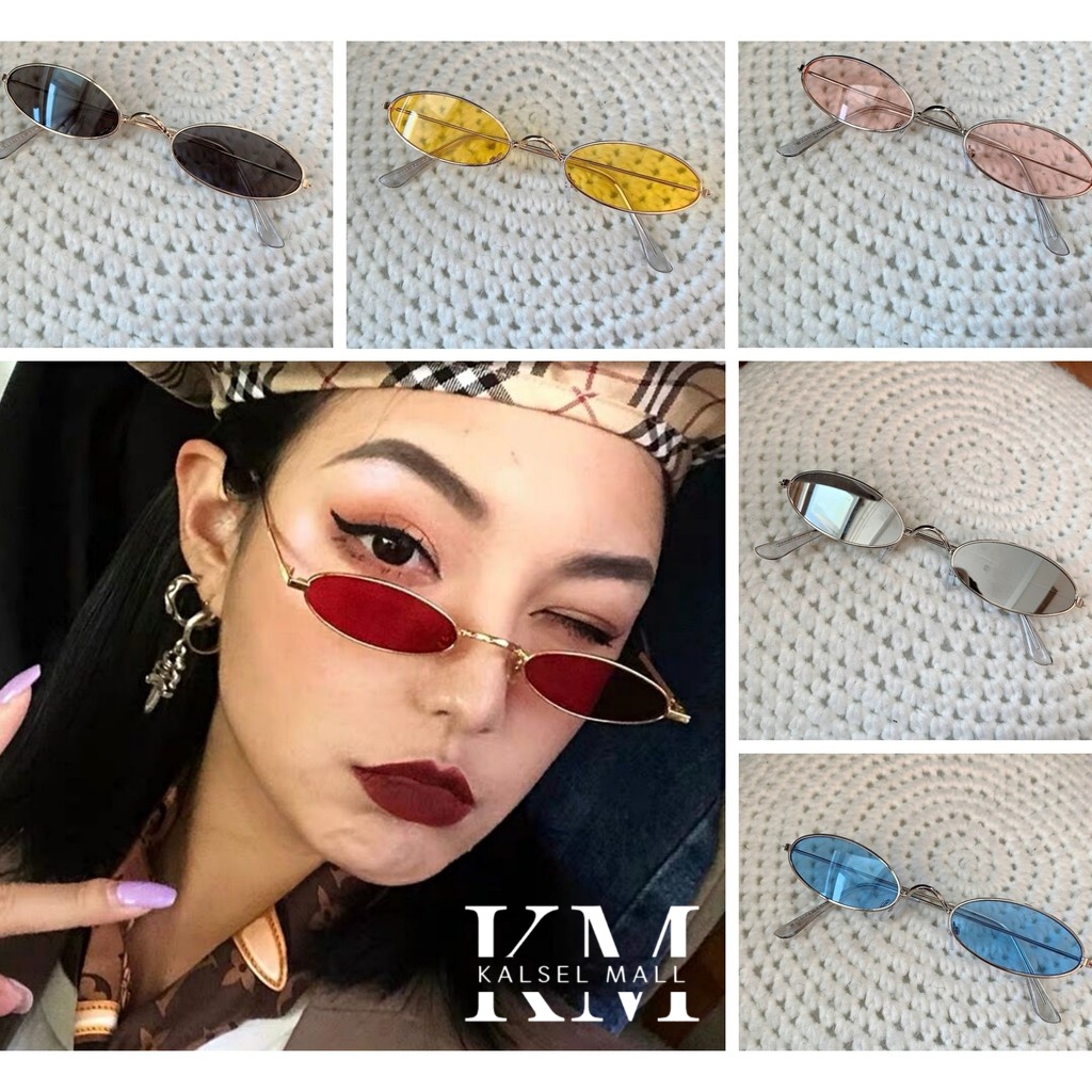 Kacamata Hitam Pria Wanita Frame Metal Gaya Retro Kaca Mata Thug Life Mosaic Sunglasses Bingkai Bulat Kecil Tiktok Jaman Now Youtuber Selebgram Cosplay Japanese Jepang Meme Anime Mosaic Streetwear Pixel 8 Bit Funny Party Fashion Aksesoris Warna KCH29