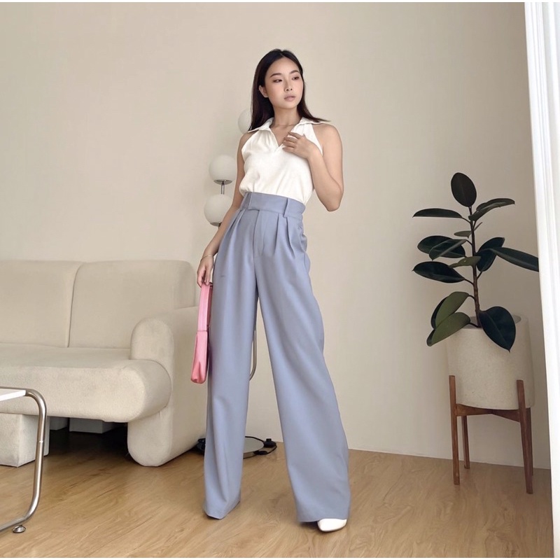 KAI CULLOTES WIDE KOREA LONG PANTS - CELANA KULOT THICK BELT WANITA PREMIUM - CELANA CULLOTE BAN PINGGANG TINGGI - CELANA KERJA PANJANG FORMAL FUSCHIA WANITA - HADIAH ATAU KADO ULTAH CEWEK