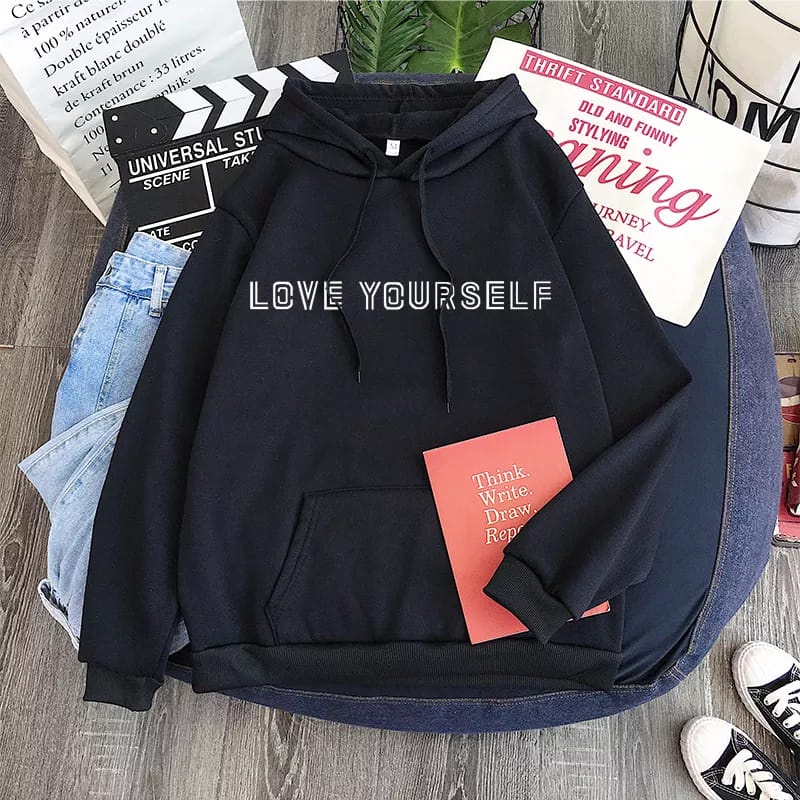 Jaket Hoodie Jumper Fake Love Bts Jungkook KPop Bangtan Hoodie BTS Love Your Self Sweater BTS Kpop Fake Love Bt21 Jungkook V Suga Jin Taehyung J-Hope Hoodie KPop BTS Jimin Hoodie BTS Oversize Jungkook Hoodie BTS Kpop Korean Dewasa Unisex Bangtan Allsize