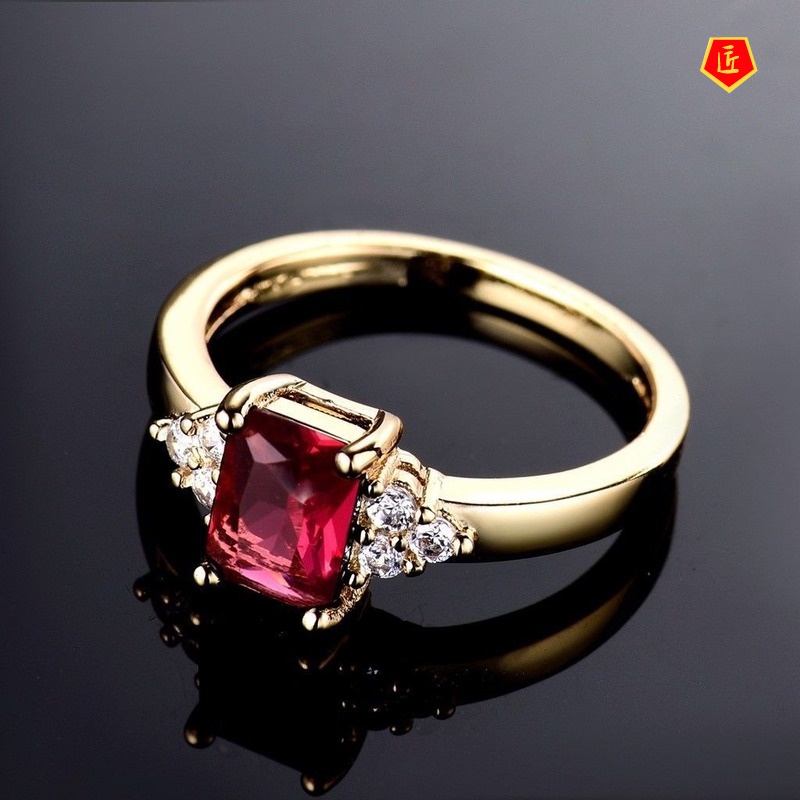 [Ready Stock]Women's Square Diamond Ring Simple All-Match