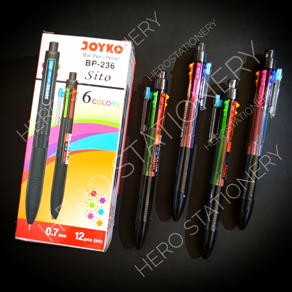 

Joyko pena ballpoint pen sito 6 warna BP-236 . 12 unit