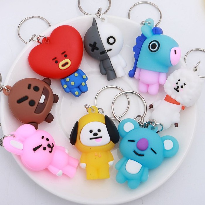 GANTUNGAN KUNCI BTS KARAKTER KARTUN PVC LUCU / GANTUNGAN KUNCI MOBIL &amp; MOTOR / GANTUNGAN TAS / KEY CHAIN