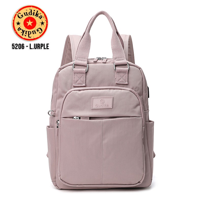 GUDIKA 5206 - Tas Ransel Laptop Wanita Kekinian Import Original Terbaru Bahan Nilon Waterproof Anti Air Premium Korea bisa muat banyak barang banyak slot kocek terlaris - tas wanita - tas cewek - tas kerja - tas laptop - rangsel - gudika bag - tas gudika-L.PURPLE
