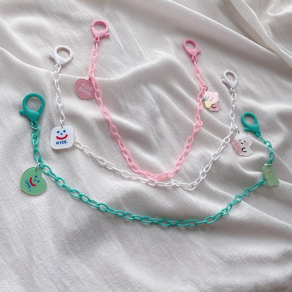 Tali Lanyard Kacamata Model Gantung Leher Bahan Akrilik Ukuran 55cm Motif Smiley Face Anti Hilang