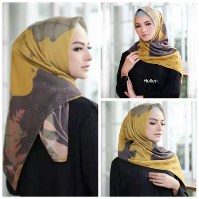 HIJAB VOAL SEGIEMPAT MOTIF || Pulau Helen