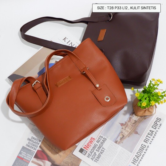 【COD】 Kapasitas Besar Tas Bahu Sederhana Tas Wanita Tote Bag Cewek Kuliah Jalan Jalan kulit sintetis nvbag