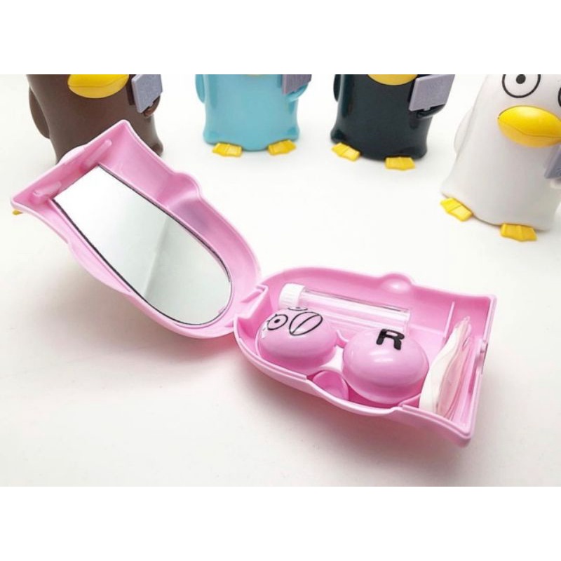 Kotak Penyimpanan Softlens Motif Penguin / Travel Kit Box Penguin / Tempat Softlens Penguin / Case Softlens Karakter / Lenscase Penguin