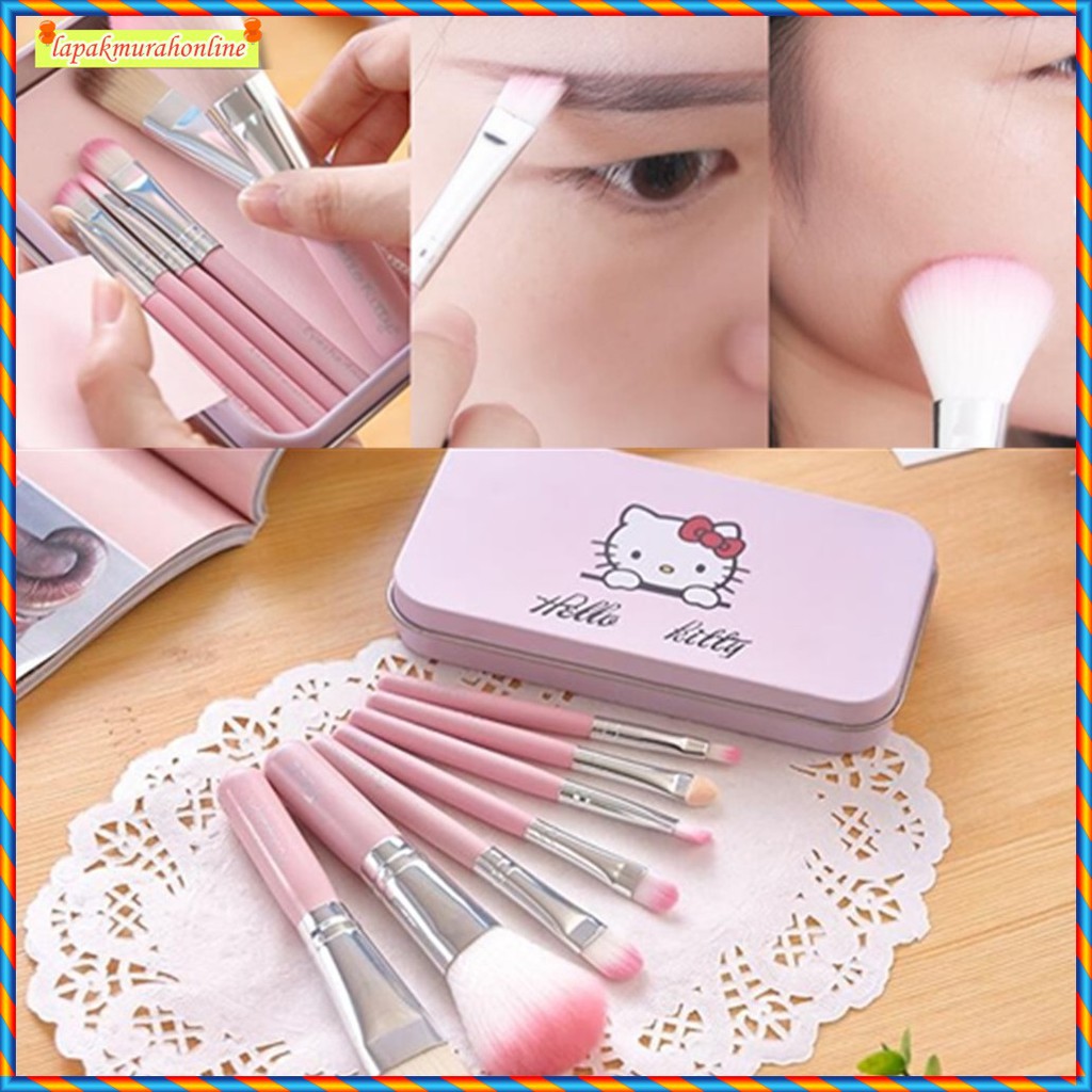 KUAS MAKE UP / KUAS MAKE UP HELLO KITTY / KUAS MAKEUP Isi 7Set Kuas Hello