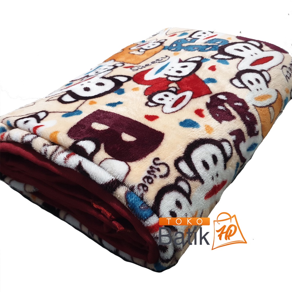 SELIMUT BULU HALUS MOTIF MONKEY / SELIMUT BULU SUTRA