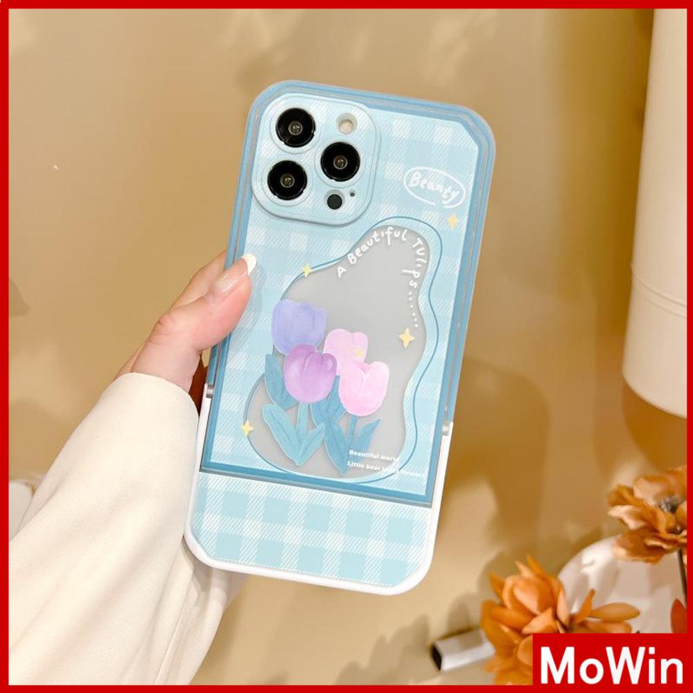 iPhone Case Acrylic Invisible Folding Stand Silicone Soft Case Airbag Shockproof Camera Cover Flower Compatible For iPhone 11 Pro Max 13 Pro Max 12 Pro Max 7Plus xr XS Max