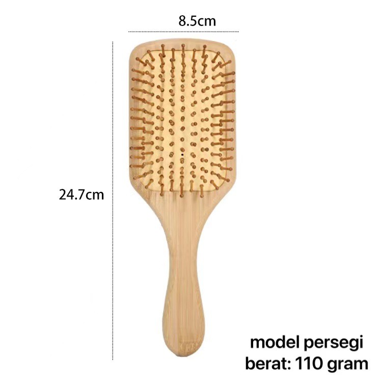 Sisir Rambut Kayu Wanita Hair Brush Massage Comp Anti-Static Comb Sisir Rambut