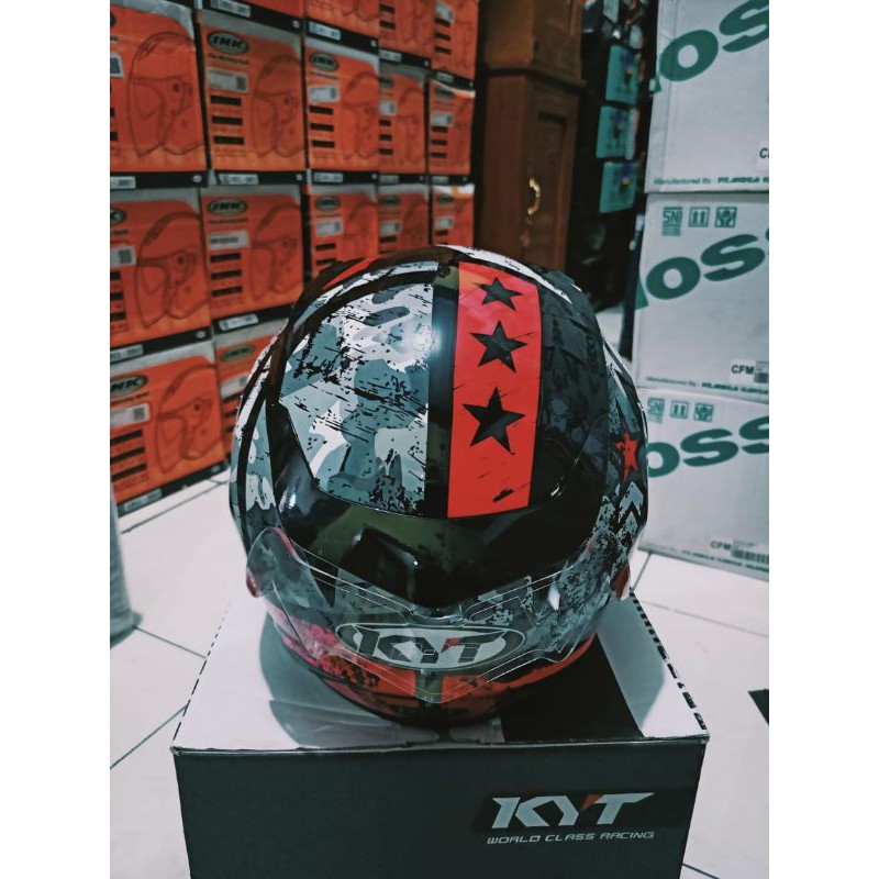 HELM KYT R10 SERI#3 BLAK/RED PAKET GANTENG/HELM FULLFACE ORIGINAL-2