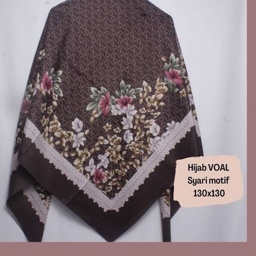 マ jilbab segi empat jumbo motif ukuran 130x130 umamascarf bahan voal kerudung hijab syari Flash Sale