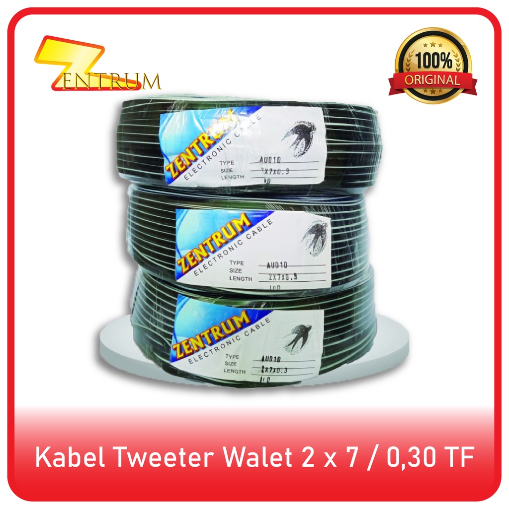 Kabel Tweeter Walet Hitam Putih 2 x 7 / 0.30 TF (100 Meter)