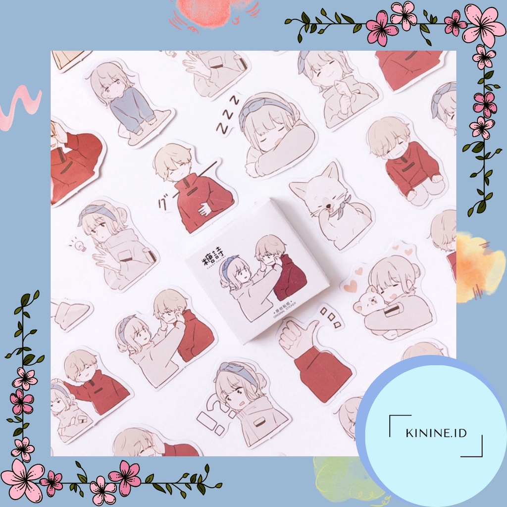 

45pcs Sticker Couple Kawaii Lucu | Stiker Decor Bujo Scrapbook Diary Jurnal Journaling