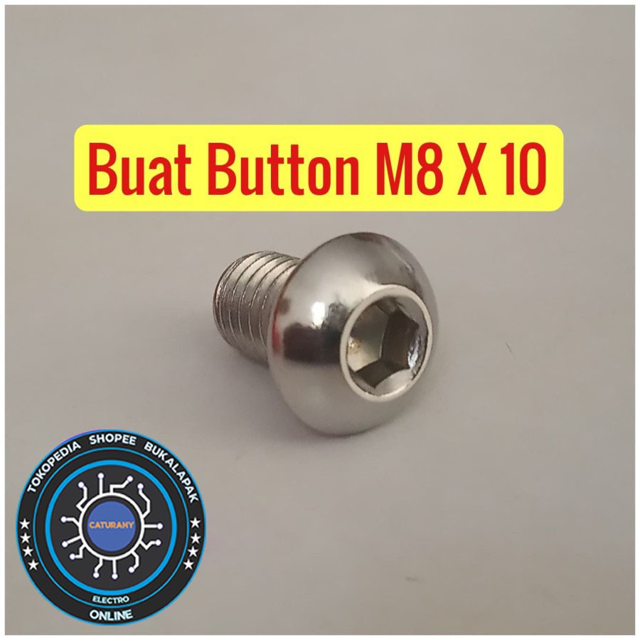 Baut button L M8 x 10 kepala payung Stainless steel Stenlis
