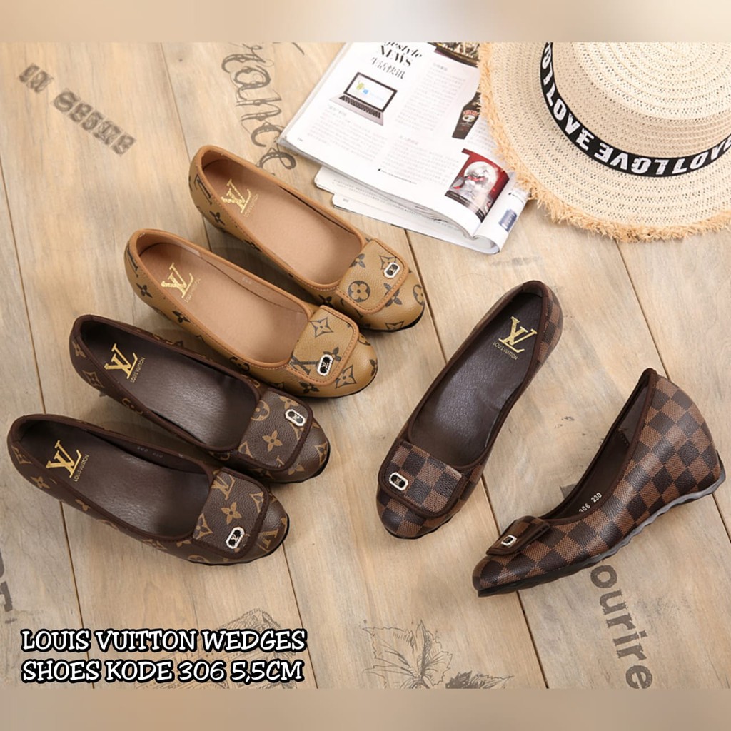 NEW ARRIVAL LOUIS VUITTON WEDGES SHOES 306 BJ SEPATU WANITA SEPATU FLAT MURAH SEPATU FASHION MURAH