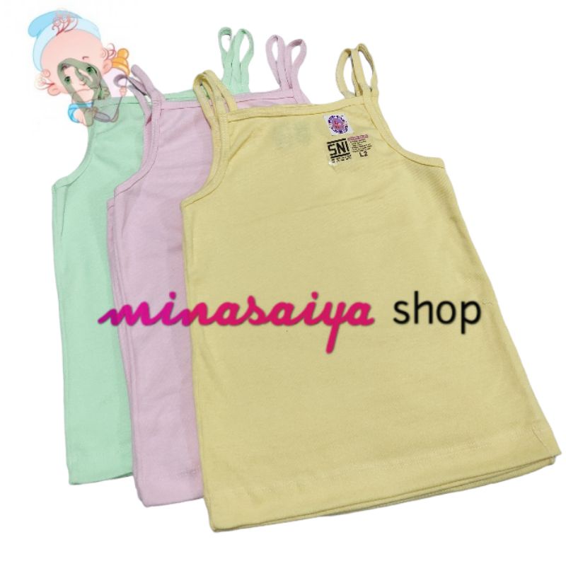 LOVE N MOM 3 pcs dan 6 pcs Kaos Dalam Bayi dan Anak Perempuan SNI Singlet Tali Tanktop Warna Uk. S - L5