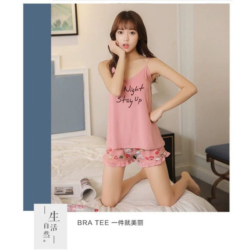 setelan baju tidur satu tali import