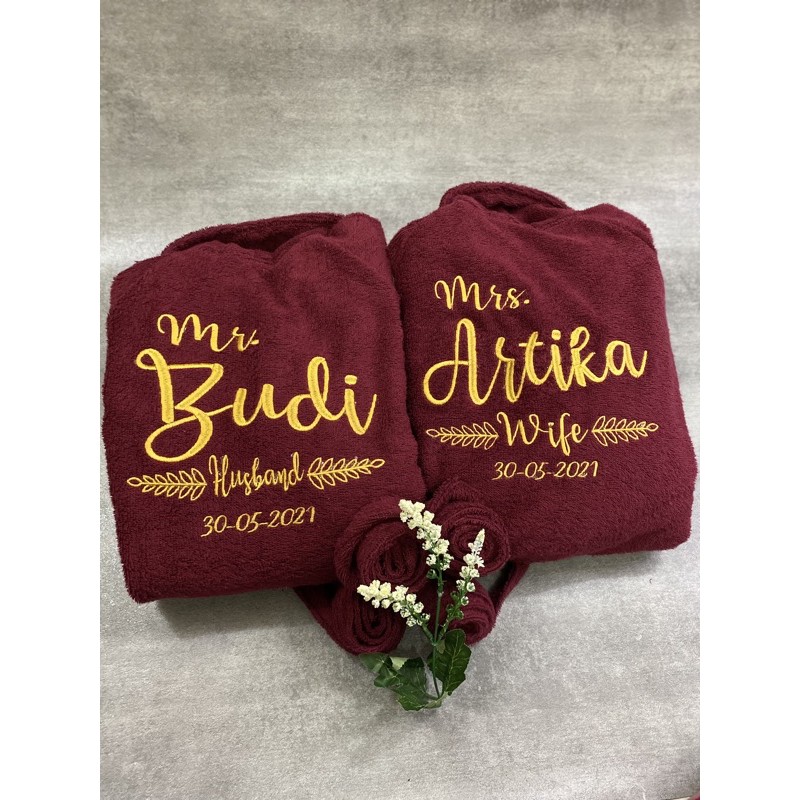 Kimono Handuk / Bathrobe (Couple) + bordir belakang