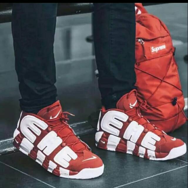 NIKE AIR MORE UPTEMPO X SUPREME RED WHITE PREMIUM QUALITY