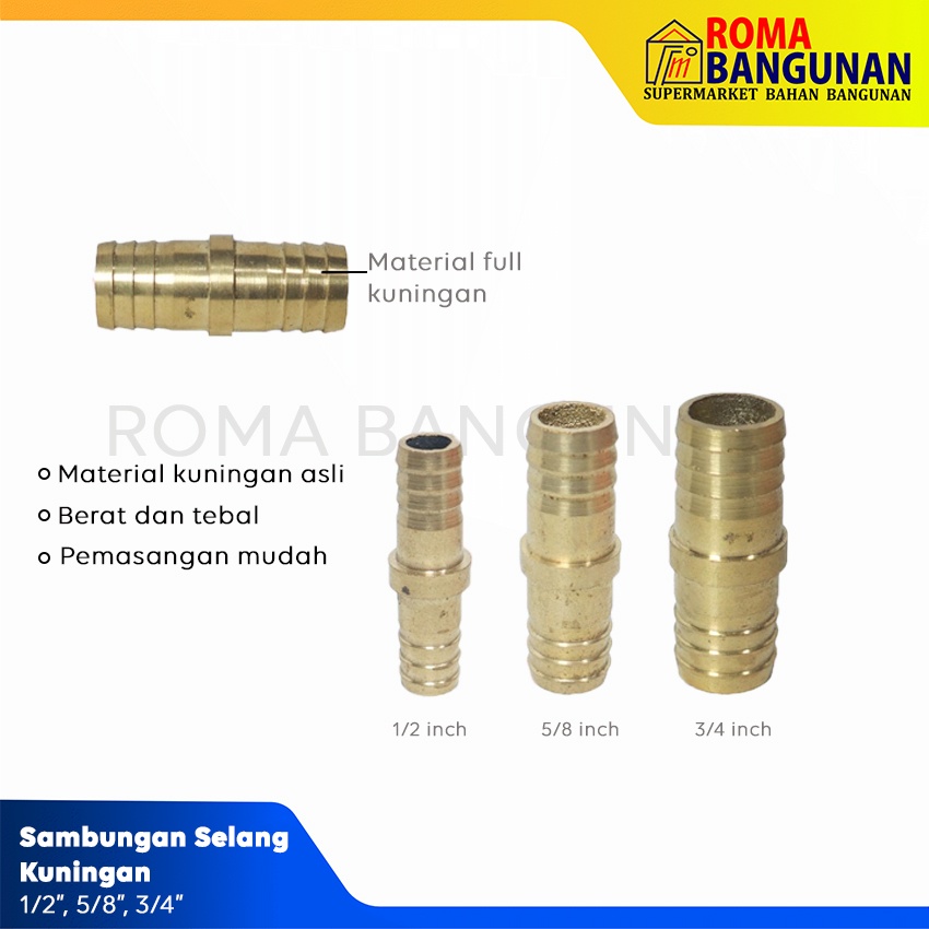 Fitting Hose double connector brass / Sambungan Selang Kuningan