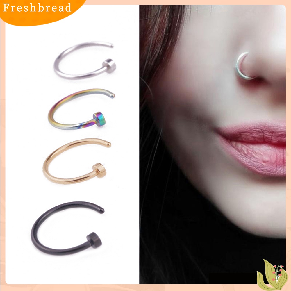 ? Fresh ? 4Pcs Cincin Tindik Tubuh / Hidung / Bibir Bahan Stainless Steel Gaya Punk