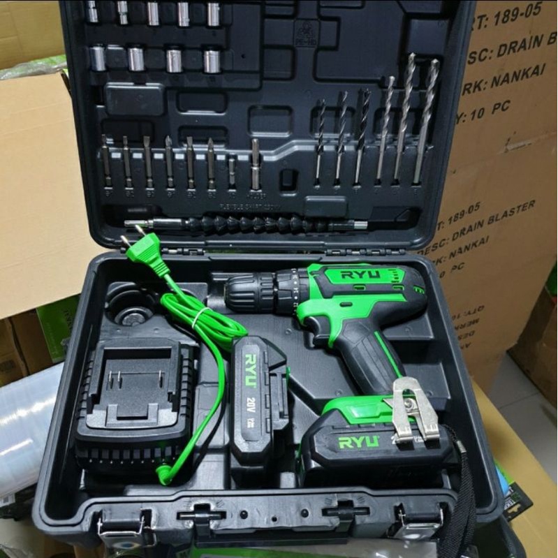 MESIN BOR CORDLESS BATRE BATERAI RYU RCI 20V CORDLESS IMPACT DRILL RYU RCI20V