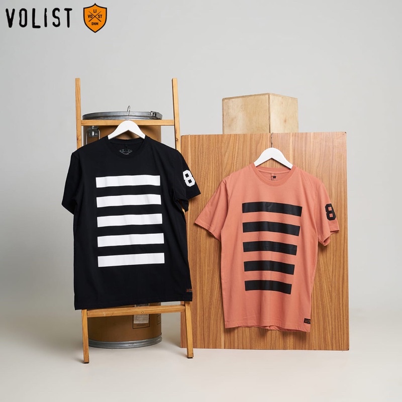 Kaos T-shirt Volist corak strip bahan adem
