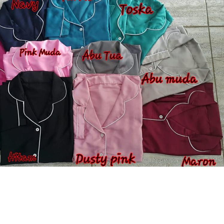 ▼ JNV Piyama PP Wanita Motif Satin Velvet / Polos - Baju Tidur Lengan Panjang - Bahan Satin Velvet ♣