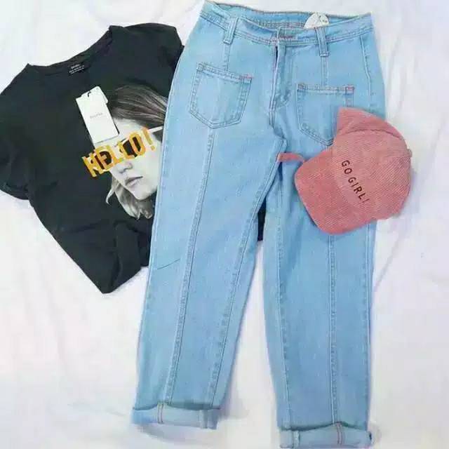 (COD) CELANA JEANS WANITA | JEANS PLAIN BOYFRIEND