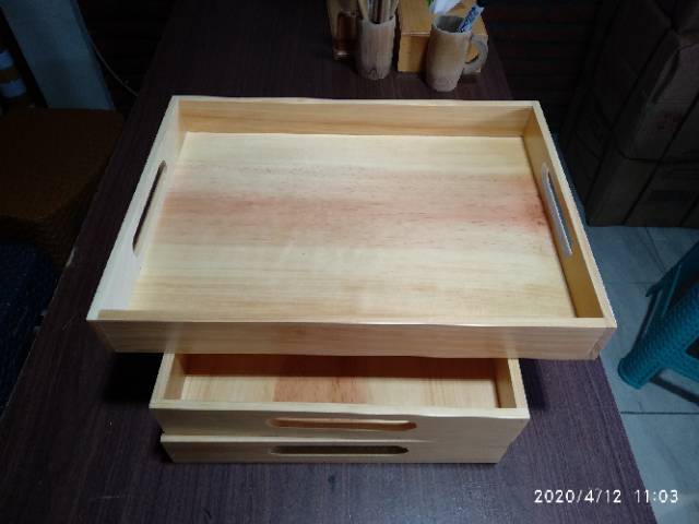 Nampan Kayu / Baki Kayu / Tray Kayu Pinus 40 x 30 x 5