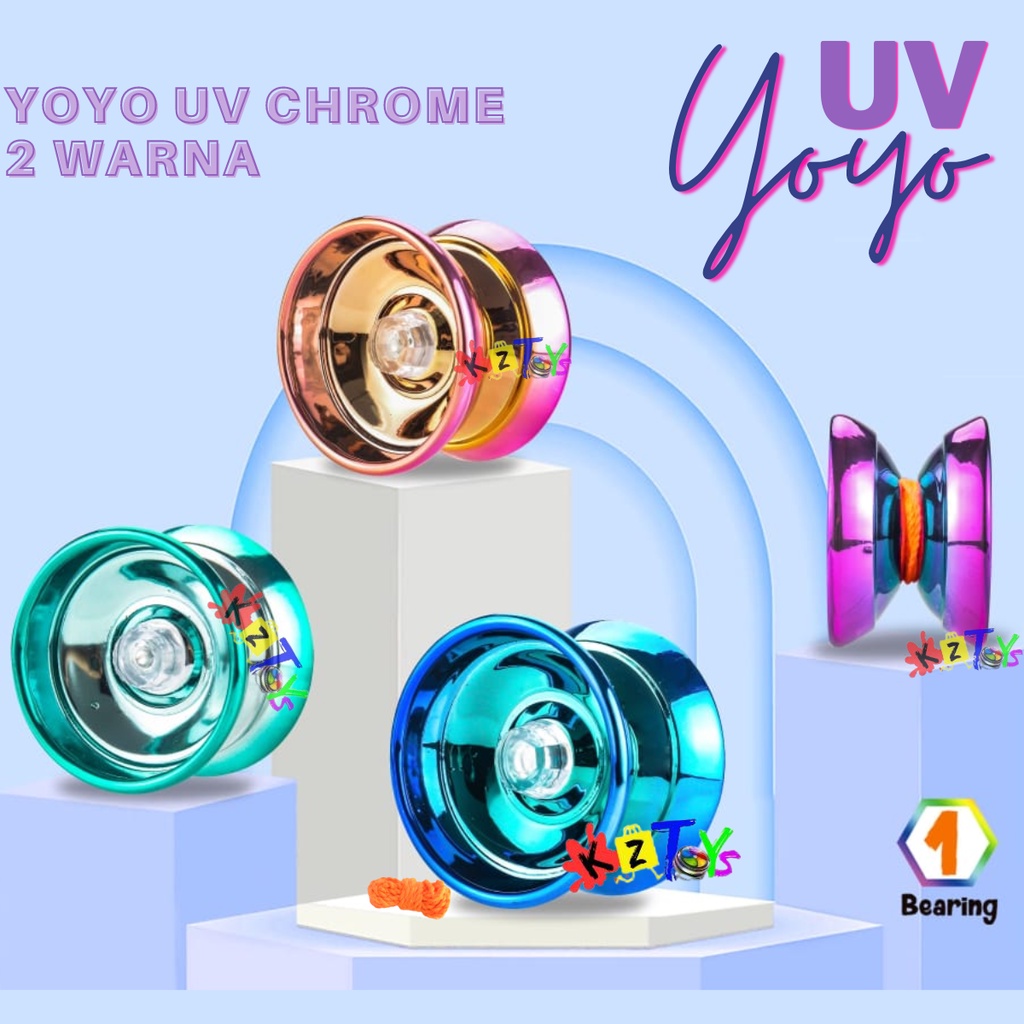 ( TERMURAH ) YOYO UV SUPER 2 WARNA UV 1 BEARING - YOYO CHROME AULDEY BLAZING TEENS