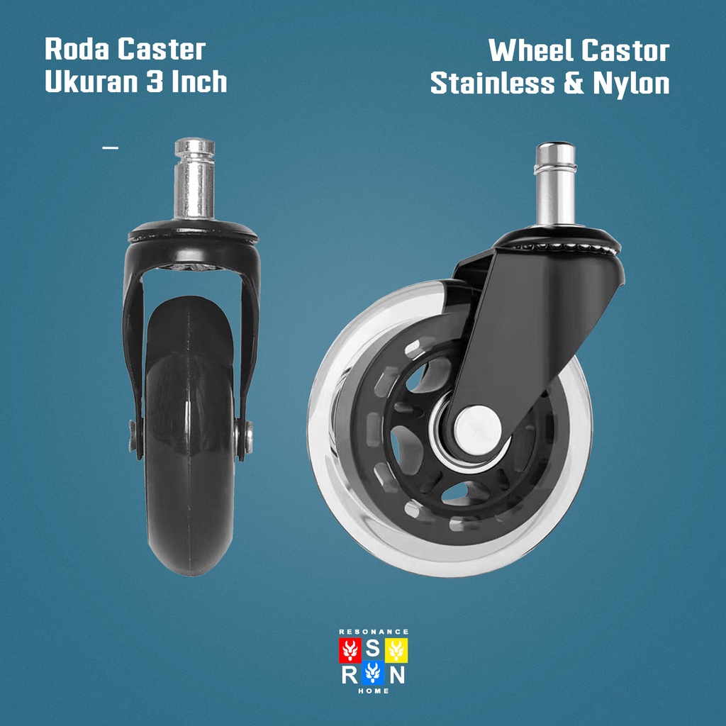 Roda Kursi Kantor 3'' / Wheel Castor 3 Inch / Roda Caster 3 Inci Resonance Home