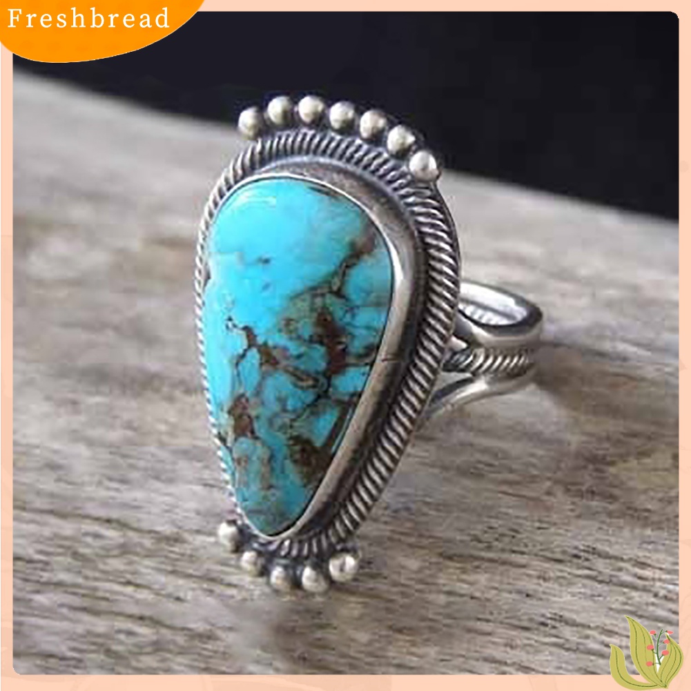 Terlaris Vintage Turquoise Inlaid Finger Ring Party Club Men Women Statement Jewelry Gift