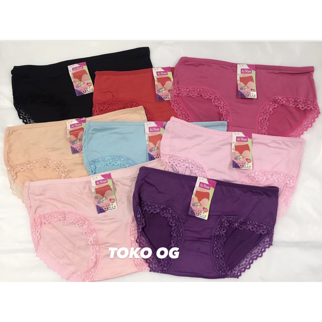 CELANA DALAM WANITA UNDERWEAR CEWEK RENDA SEXY PREMIUM 3318 3358 CD JUMBO HALUS