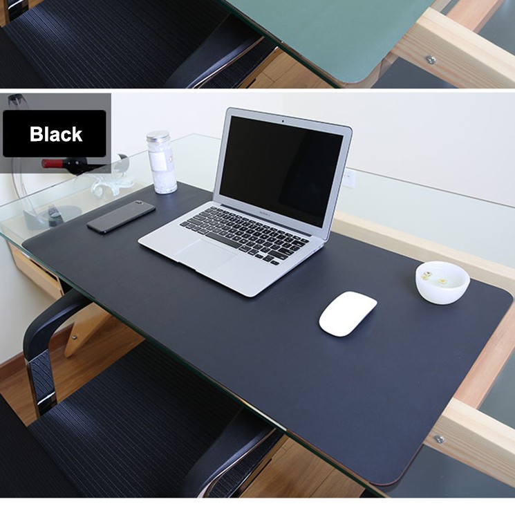 Mall Office Keyboard Mouse Pad XL Desk Mat Bahan Kulit 40 x 80cm - Black