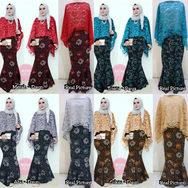 Real Pict Set Kebaya Brukat Cord Mona Cape