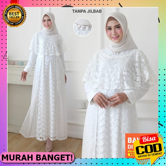 Kaptan Luna Jumbo Baju Gamis Wanita Muslim Terbaru 2022 Model Polos Bordir Kaftan Bahan Ceruty Babyd